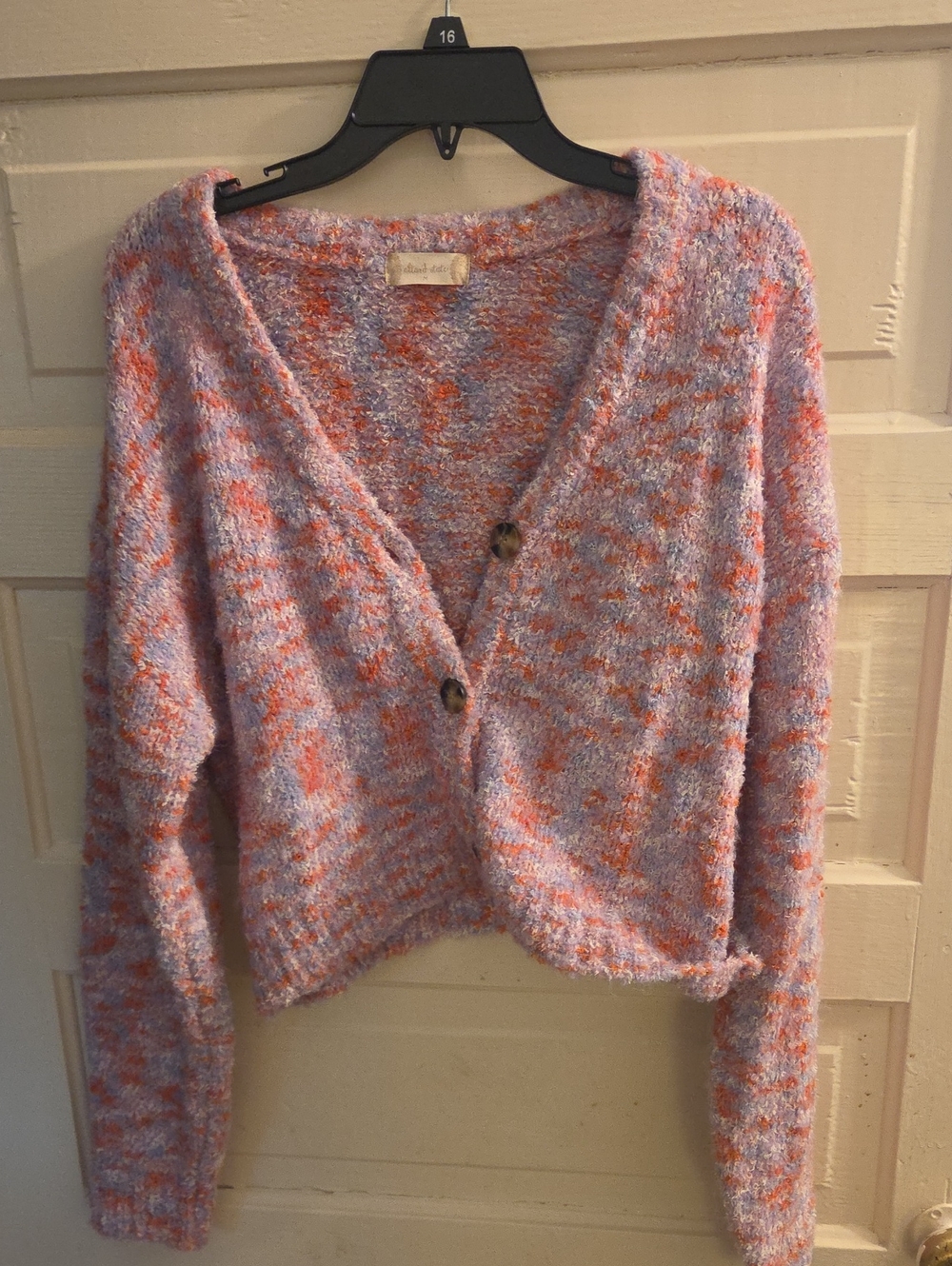 Altar'd State Lavender and Coral Textured Button-Front Cardigan